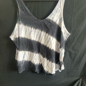 Terra & Sky Black and White Asymmetrical Crop Tank Top